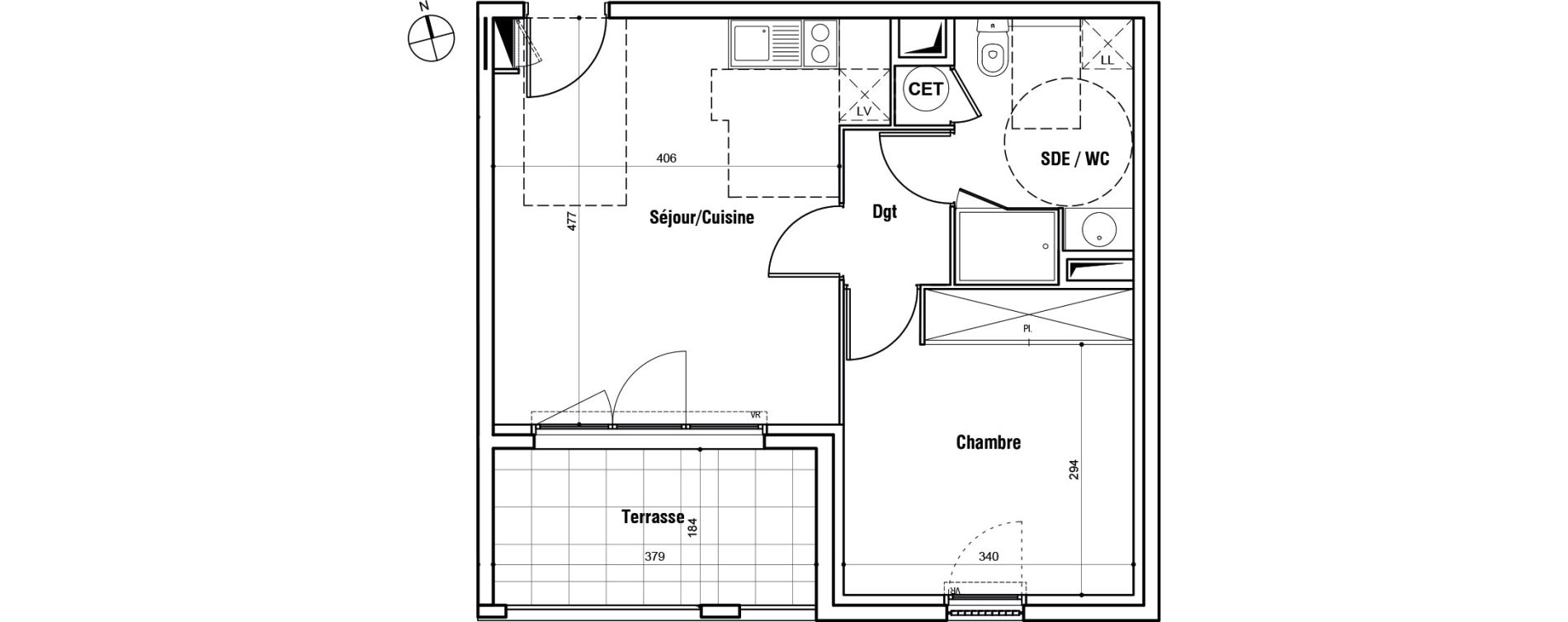 Appartement T2 de 41,09 m2 &agrave; Lunel Louis abric zone sud