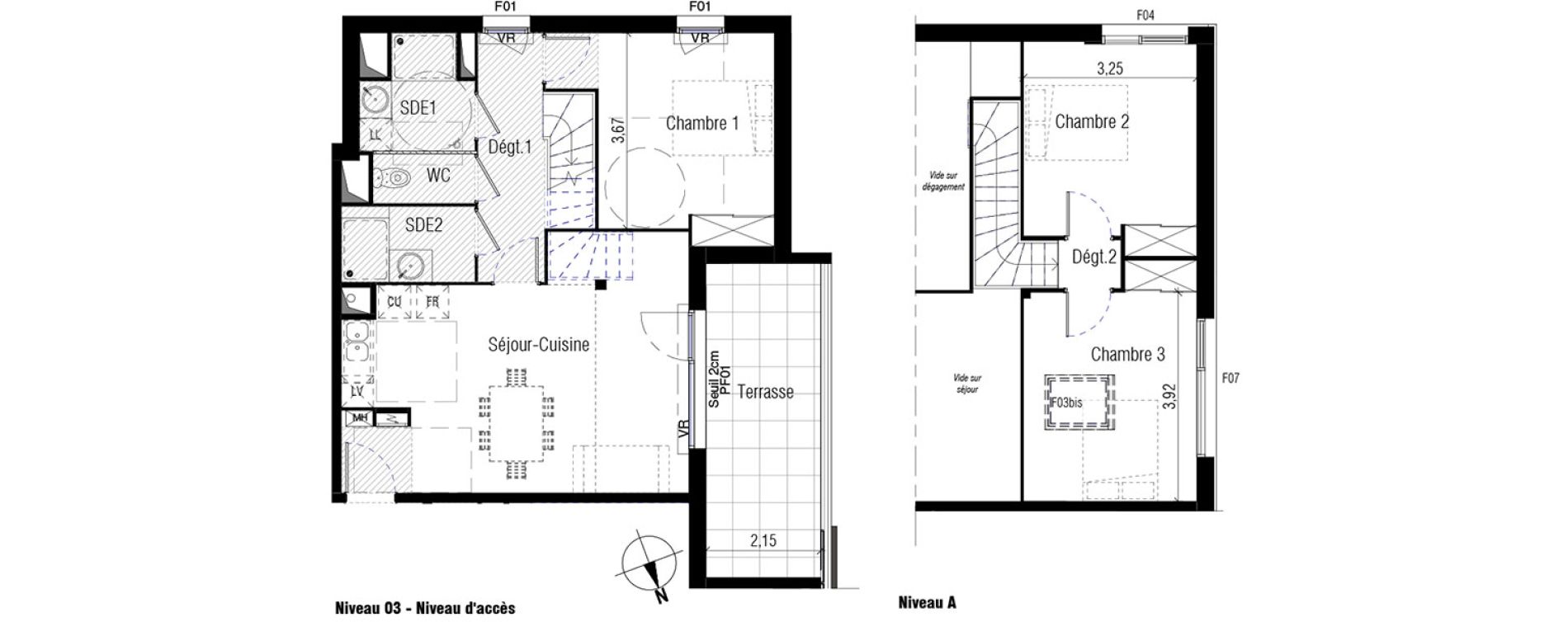 Duplex T4 de 82,20 m2 &agrave; Marseillan Port