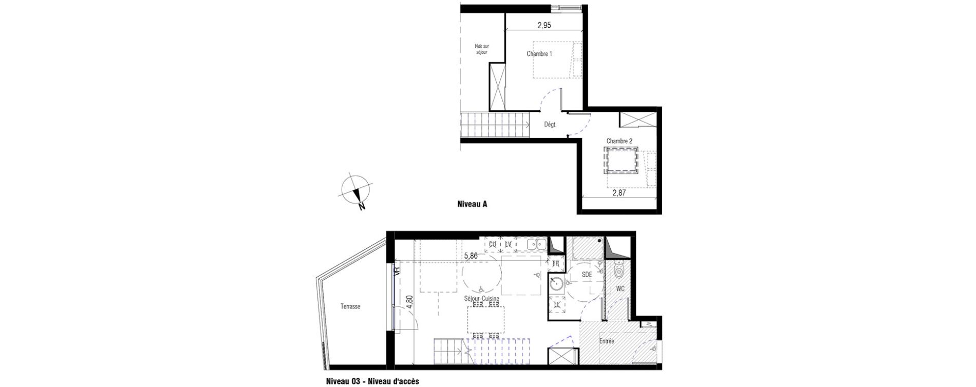 Duplex T3 de 64,50 m2 &agrave; Marseillan Port
