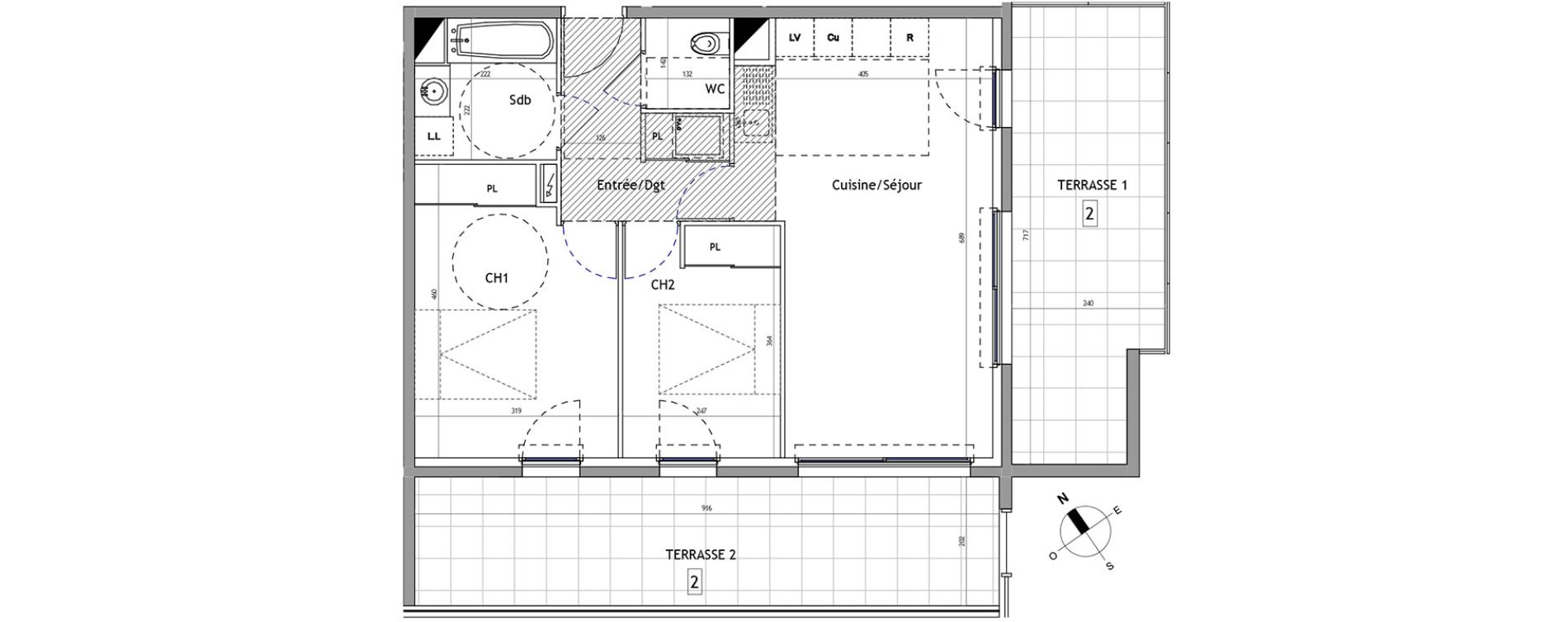 Appartement T3 de 59,70 m2 &agrave; Marseillan Centre