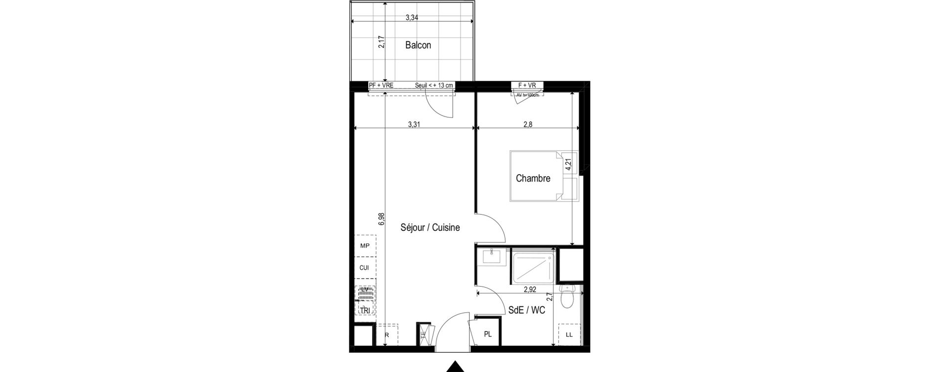 Appartement T2 de 41,47 m2 &agrave; Marseillan Centre