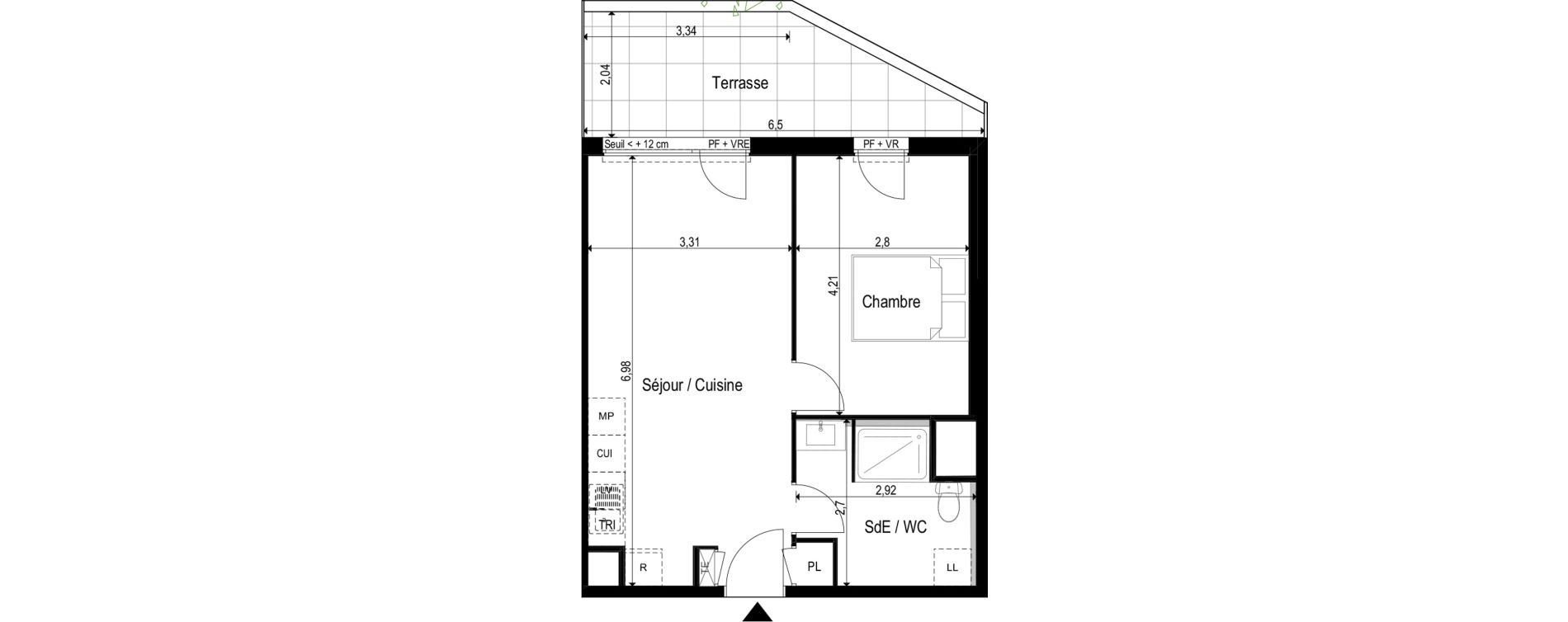 Appartement T2 de 41,24 m2 &agrave; Marseillan Centre