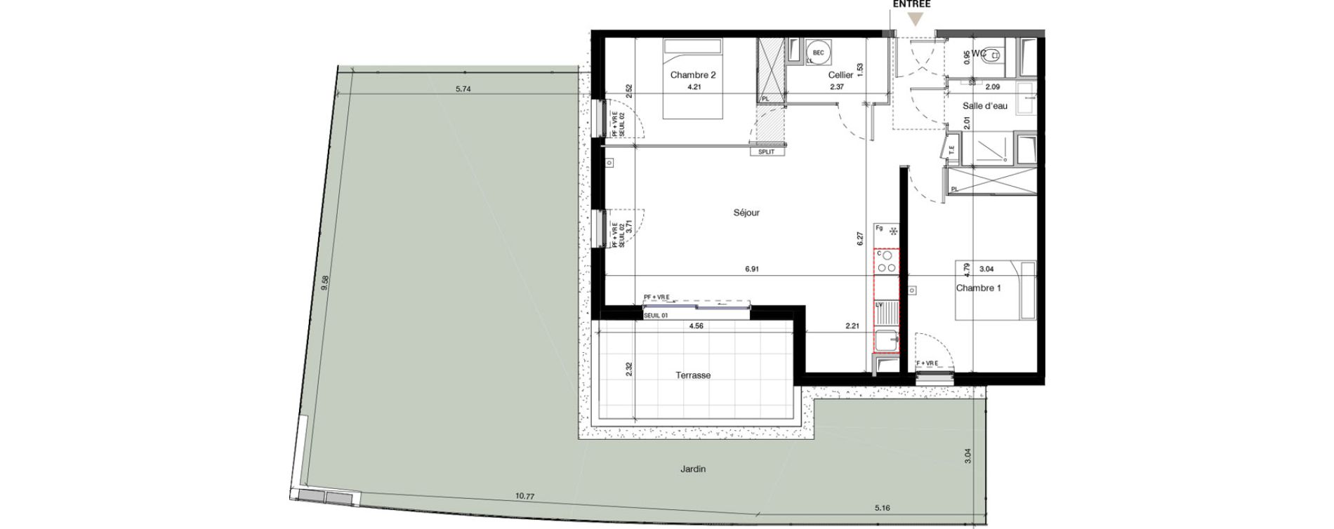 Appartement T3 de 68,59 m2 &agrave; Marseillan Centre