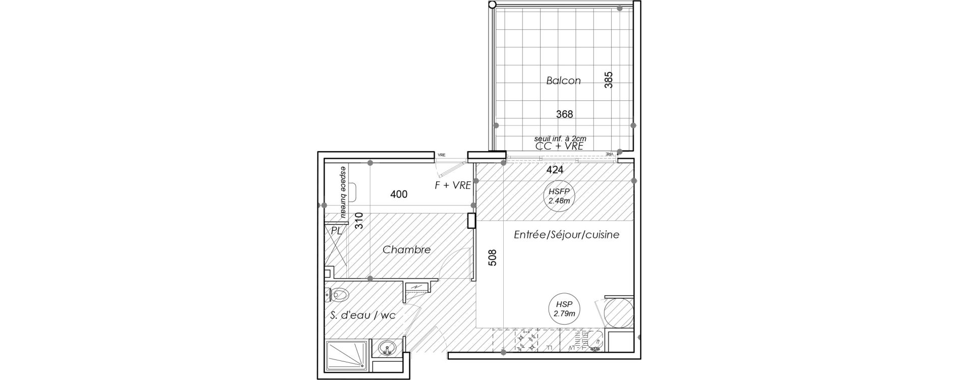 Appartement T2 de 41,36 m2 &agrave; Marseillan Centre