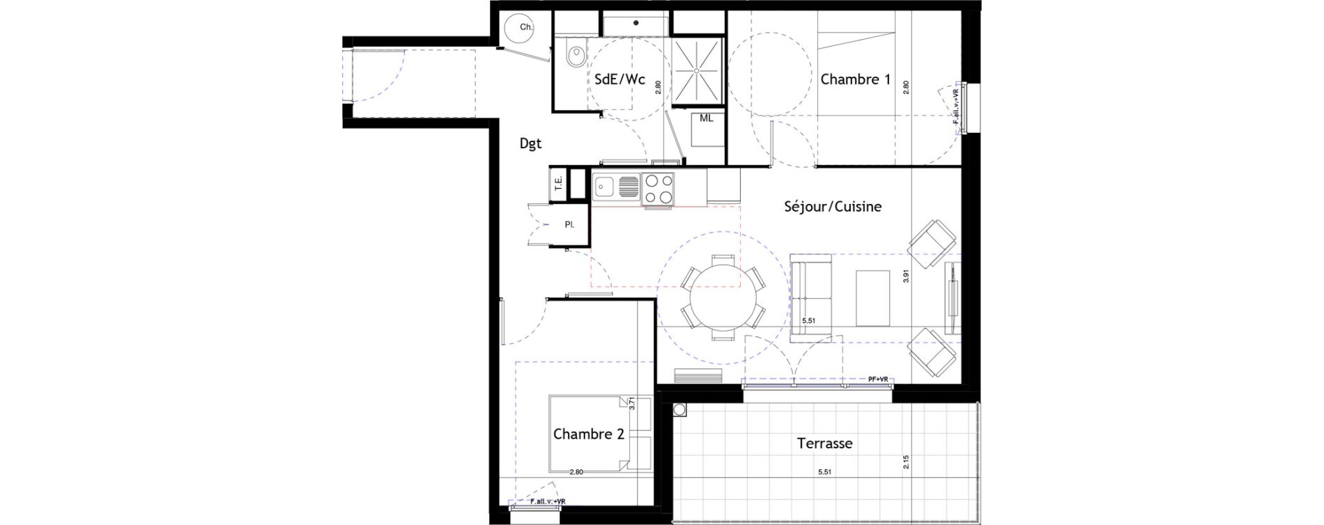 Appartement T3 de 63,93 m2 &agrave; Marseillan Centre