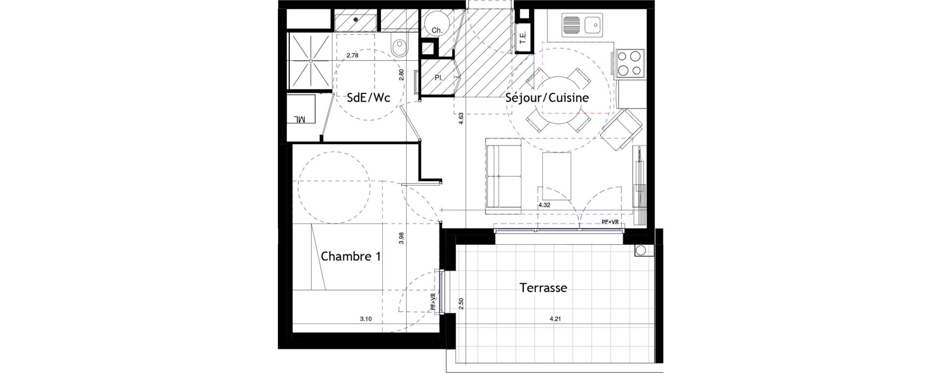 Appartement T2 de 40,09 m2 &agrave; Marseillan Centre