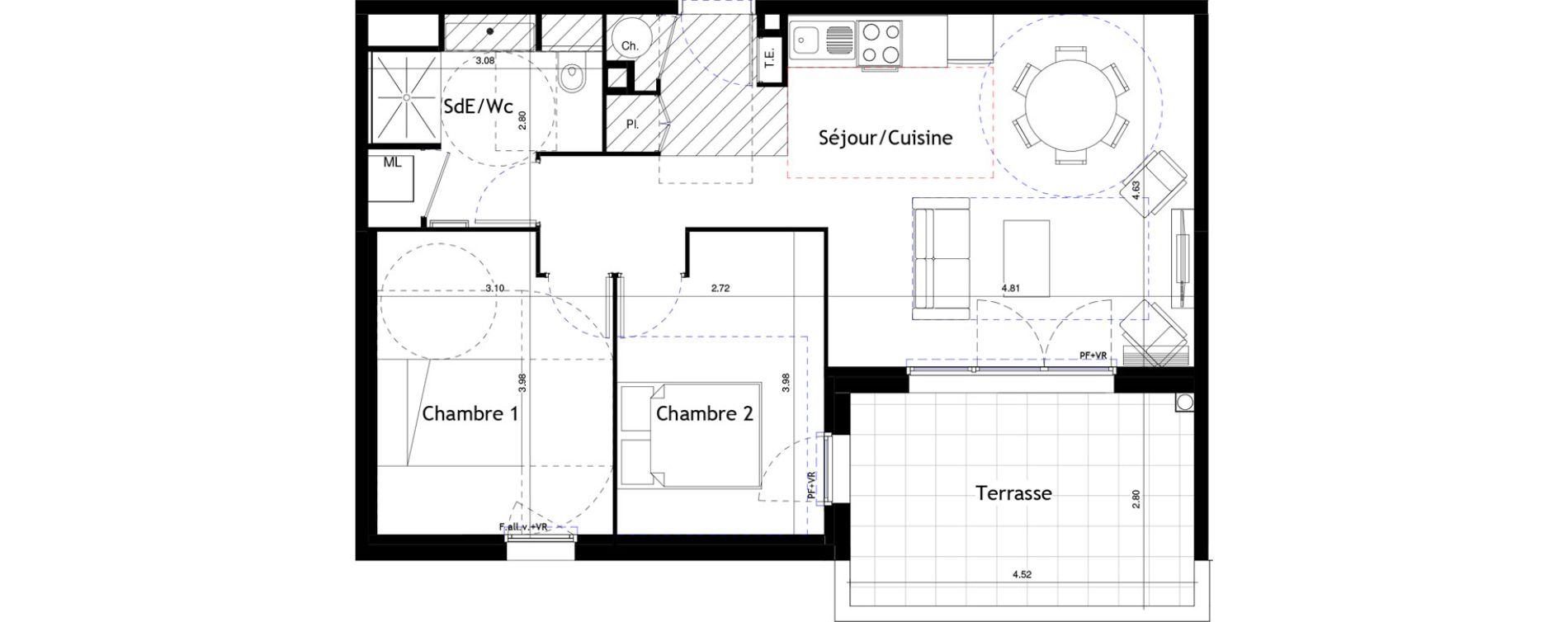 Appartement T3 de 60,87 m2 &agrave; Marseillan Centre