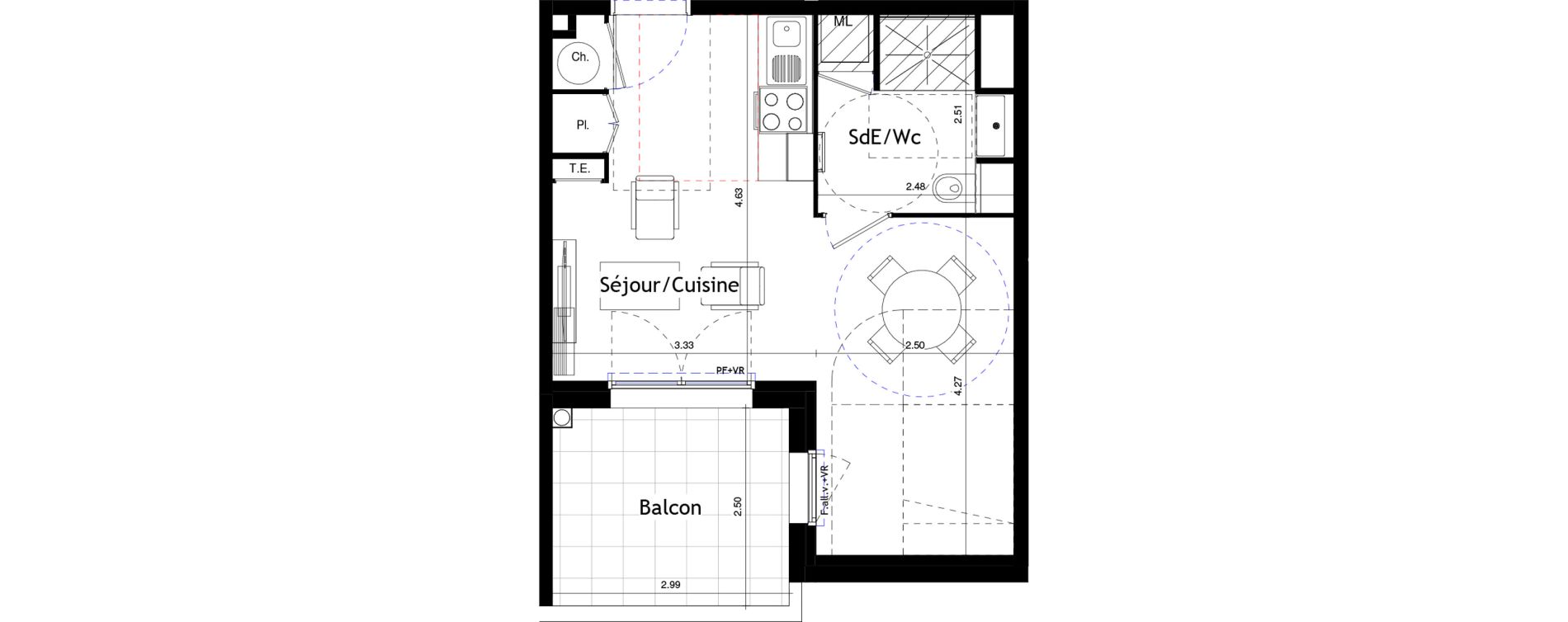 Appartement T1 de 31,21 m2 &agrave; Marseillan Centre