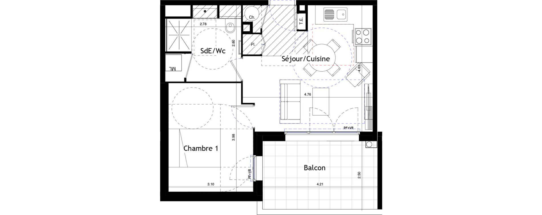 Appartement T2 de 40,09 m2 &agrave; Marseillan Centre