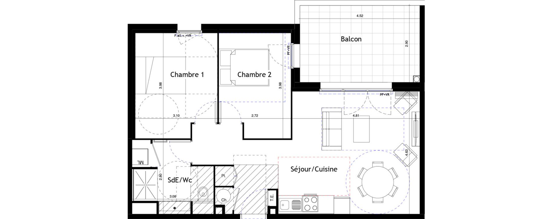 Appartement T3 de 60,84 m2 &agrave; Marseillan Centre