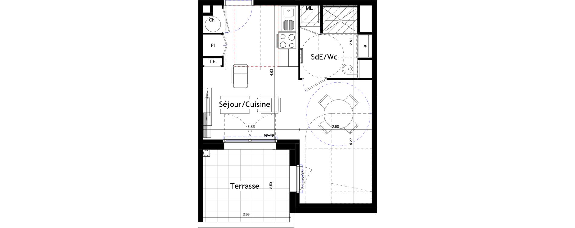 Appartement T1 de 31,18 m2 &agrave; Marseillan Centre