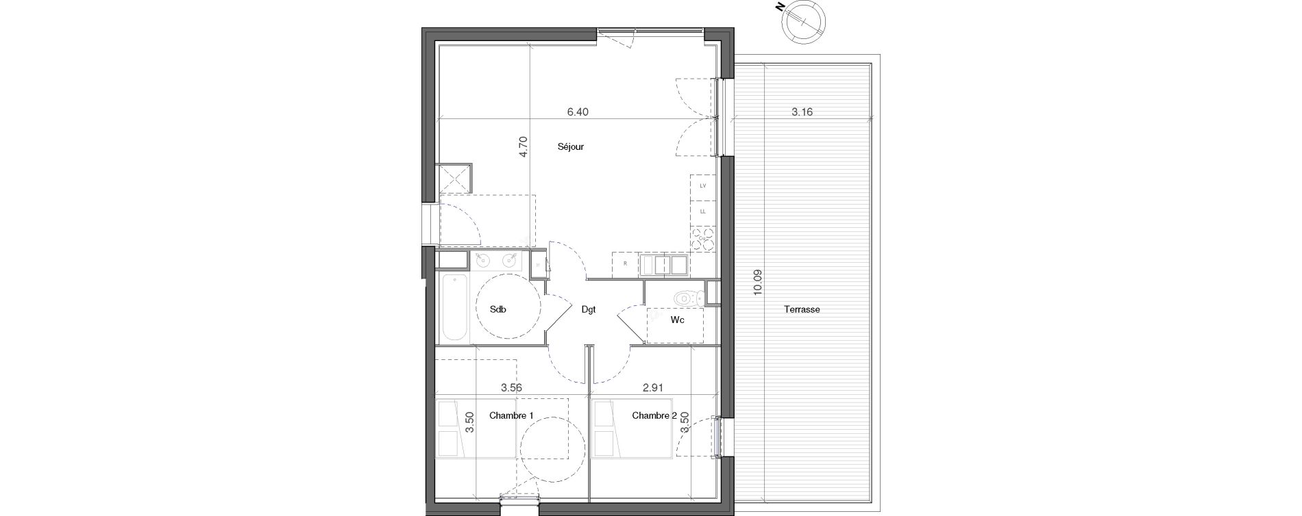 Appartement T3 de 65,70 m2 &agrave; Marsillargues La laune