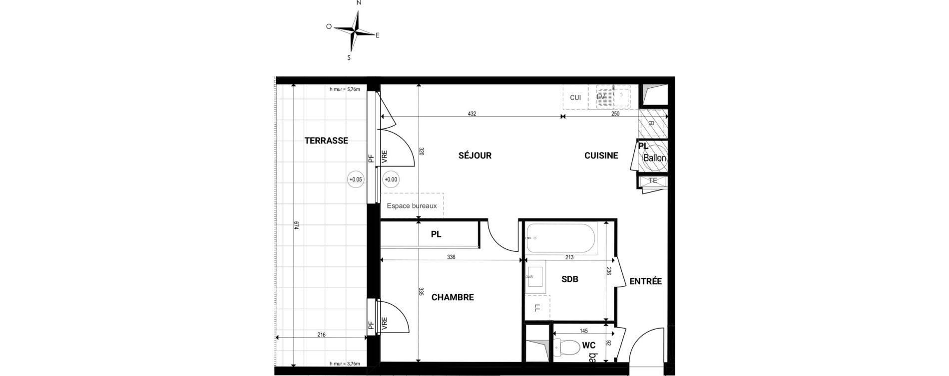 Appartement T2 de 42,80 m2 &agrave; Marsillargues Centre