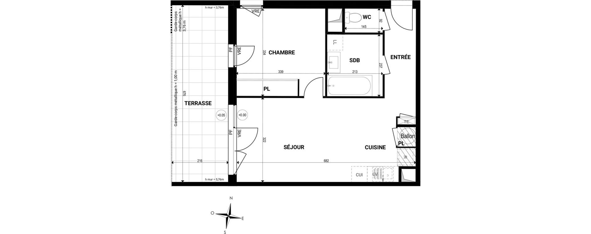 Appartement T2 de 43,10 m2 &agrave; Marsillargues Centre