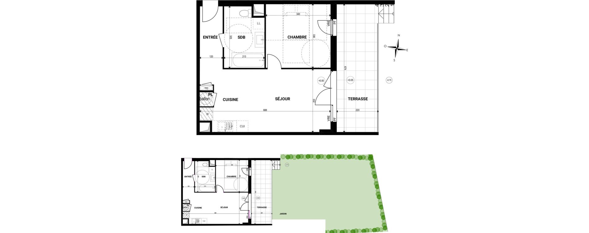 Appartement T2 de 43,90 m2 &agrave; Marsillargues Centre