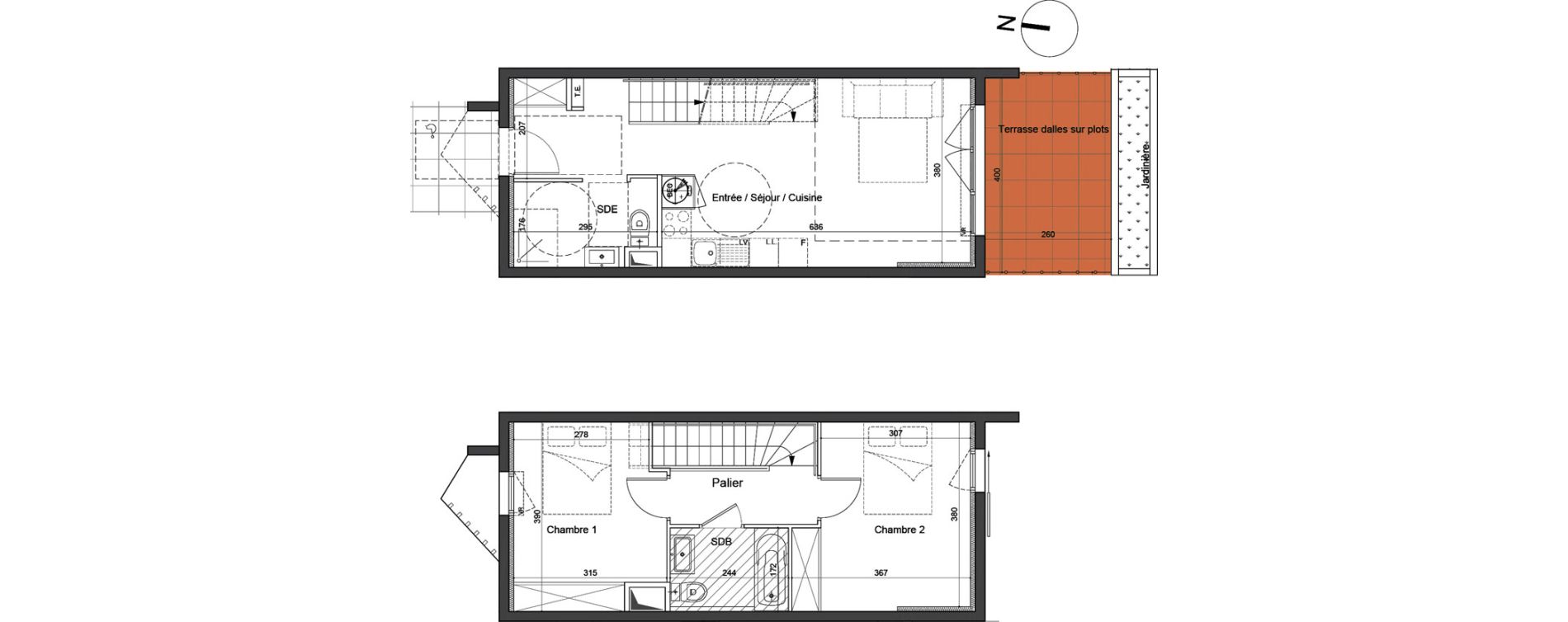Duplex T3 de 64,80 m2 &agrave; Marsillargues La laune