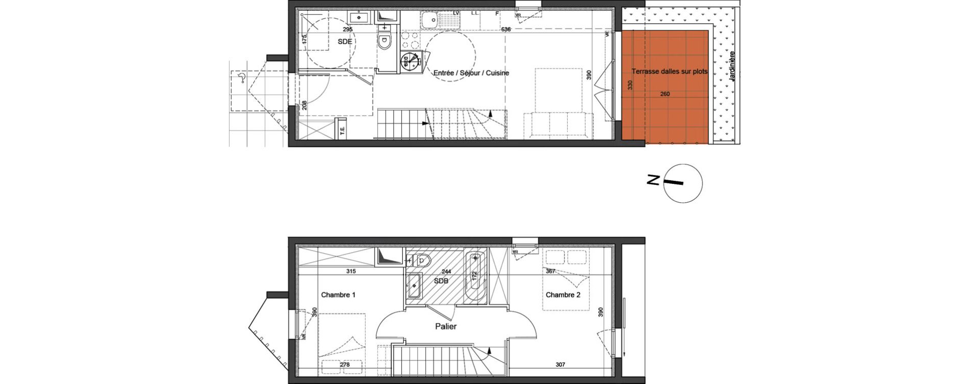 Duplex T3 de 64,90 m2 &agrave; Marsillargues La laune