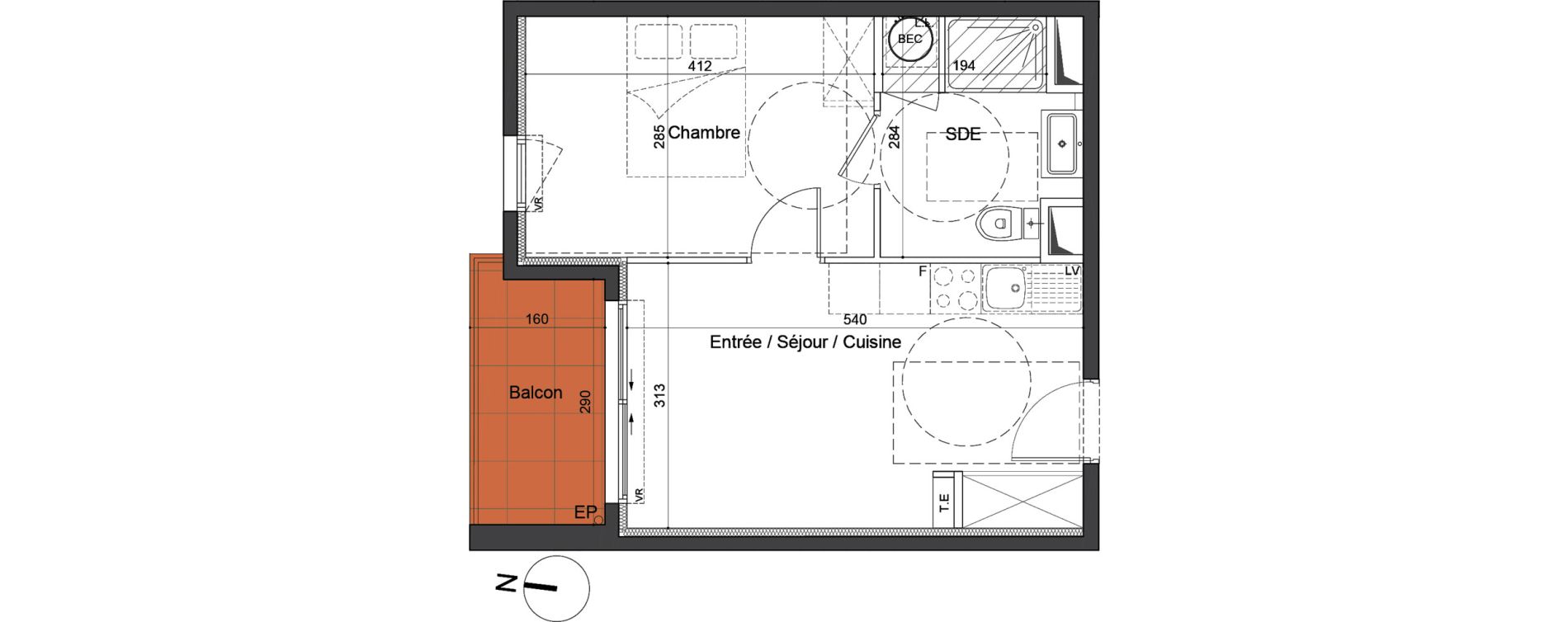 Appartement T2 de 34,40 m2 &agrave; Marsillargues La laune