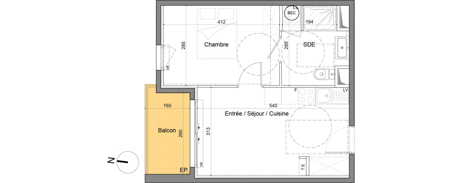 Appartement T2 de 34,40 m2 &agrave; Marsillargues La laune