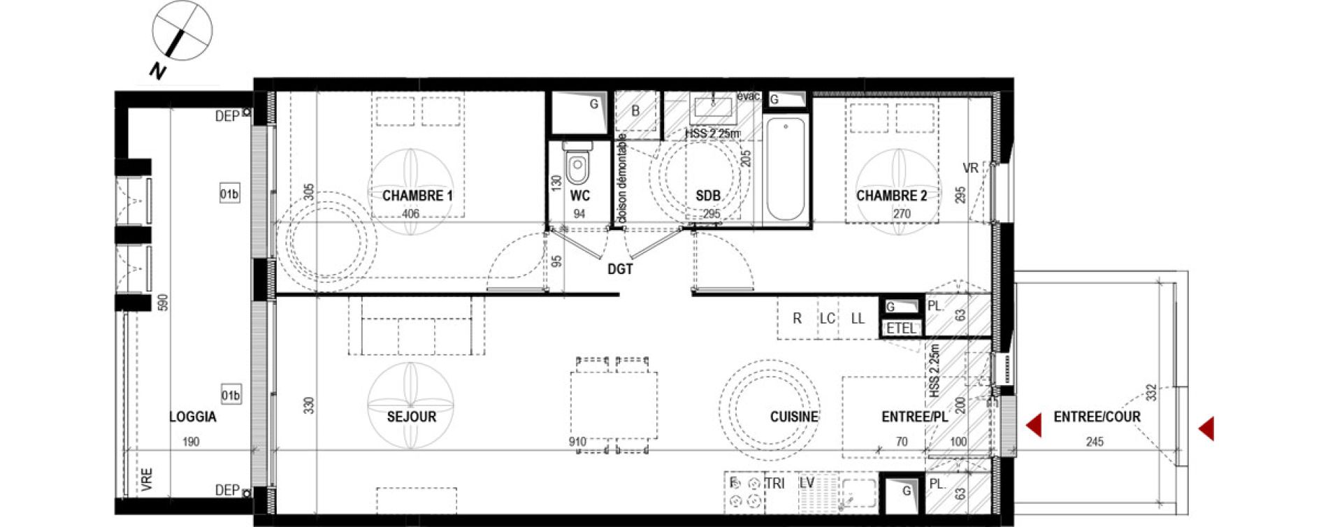 Appartement T3 de 65,55 m2 &agrave; Mauguio Centre
