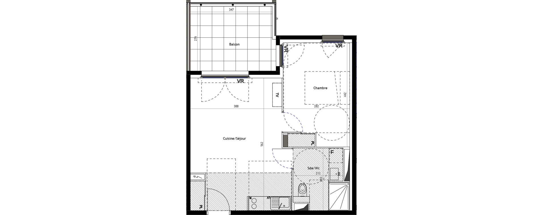 Appartement T2 meubl&eacute; de 40,50 m2 &agrave; Mauguio Centre