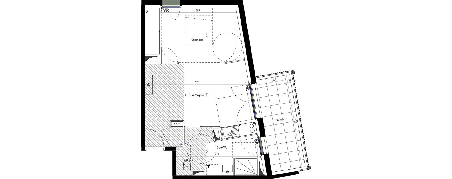 Appartement T2 meubl&eacute; de 42,10 m2 &agrave; Mauguio Centre