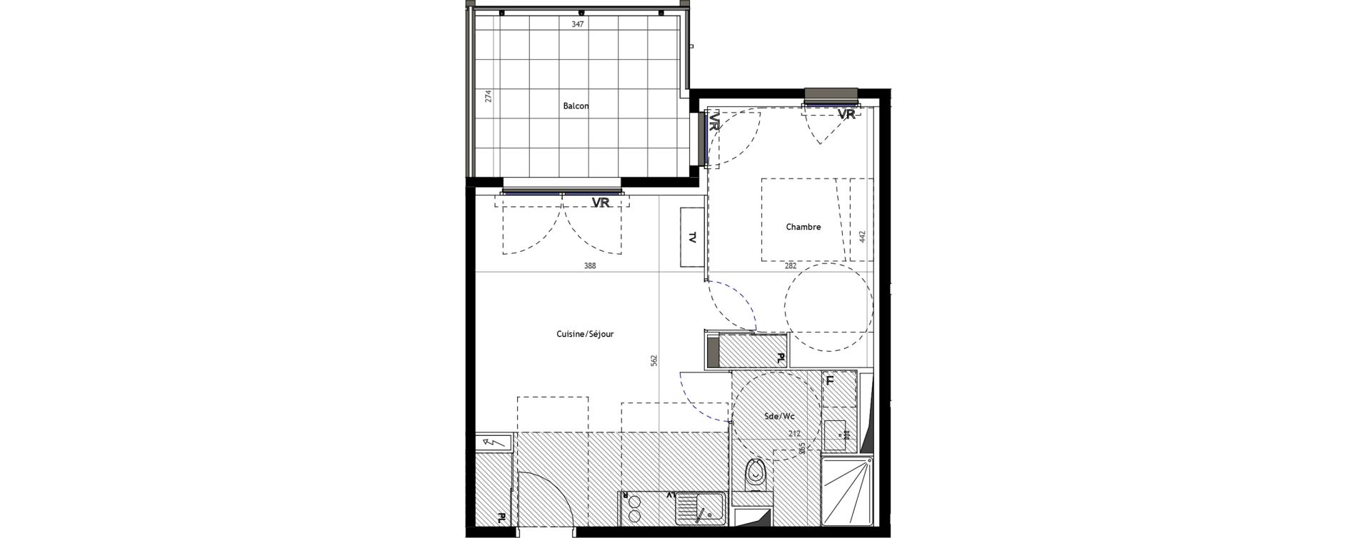 Appartement T2 meubl&eacute; de 40,50 m2 &agrave; Mauguio Centre