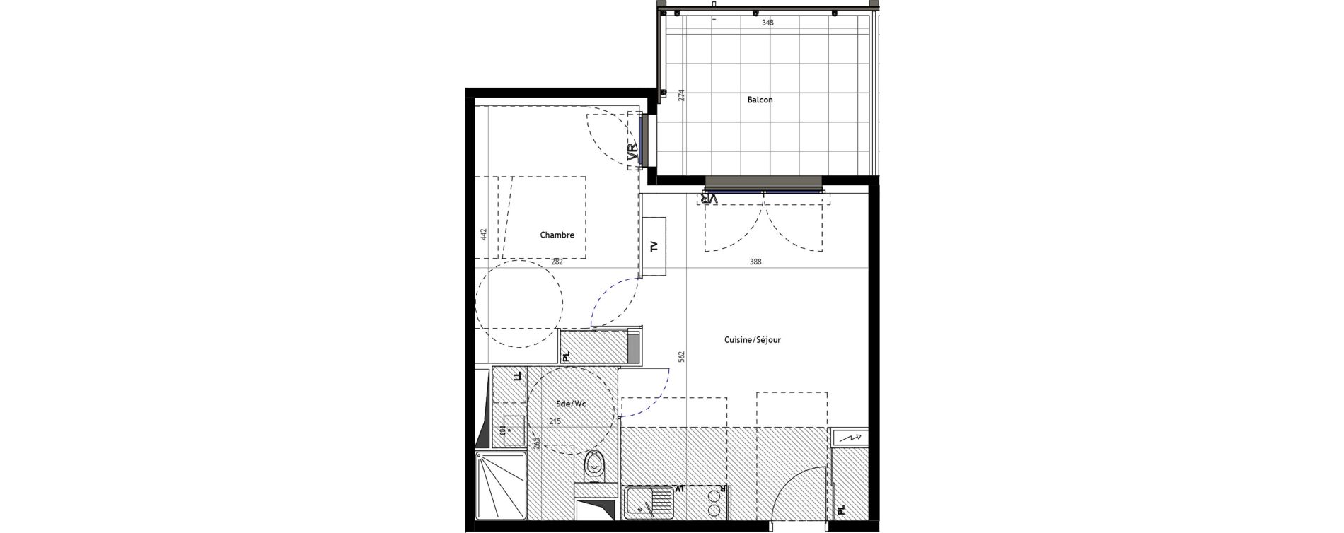 Appartement T2 meubl&eacute; de 40,30 m2 &agrave; Mauguio Centre