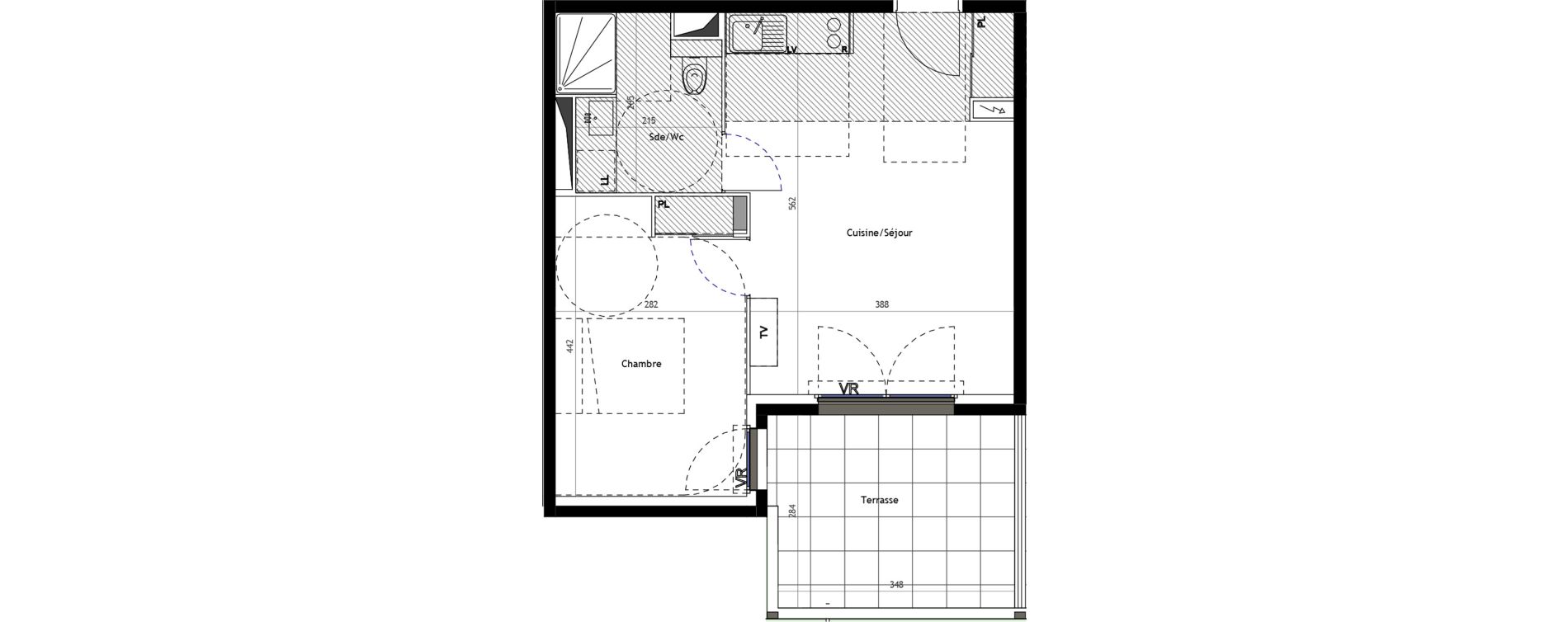Appartement T2 meubl&eacute; de 40,30 m2 &agrave; Mauguio Centre
