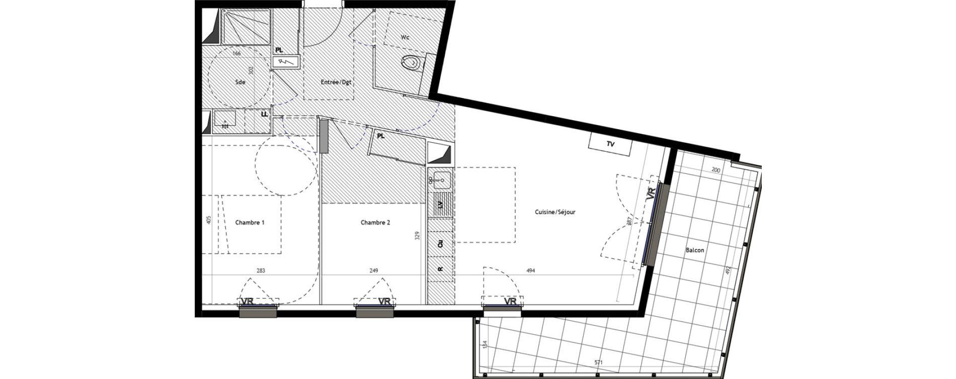 Appartement T3 meubl&eacute; de 59,70 m2 &agrave; Mauguio Centre