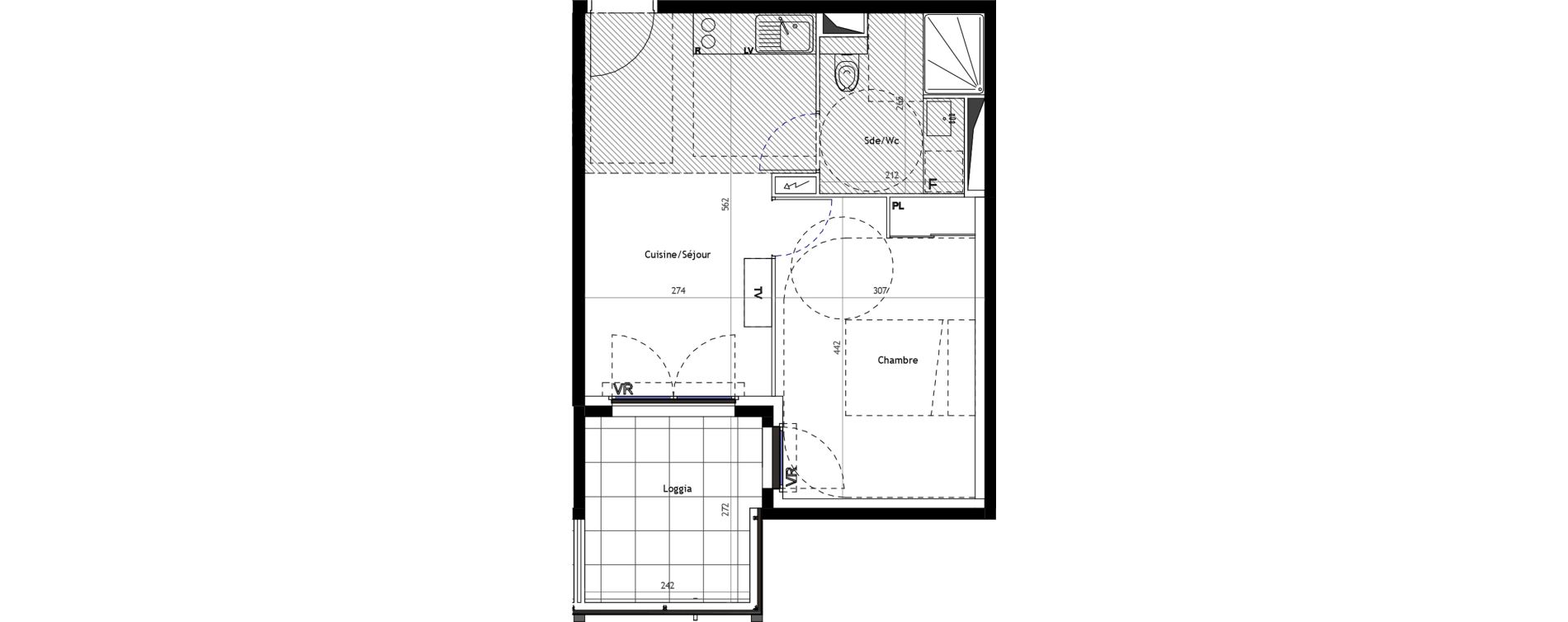 Appartement T2 meubl&eacute; de 35,20 m2 &agrave; Mauguio Centre