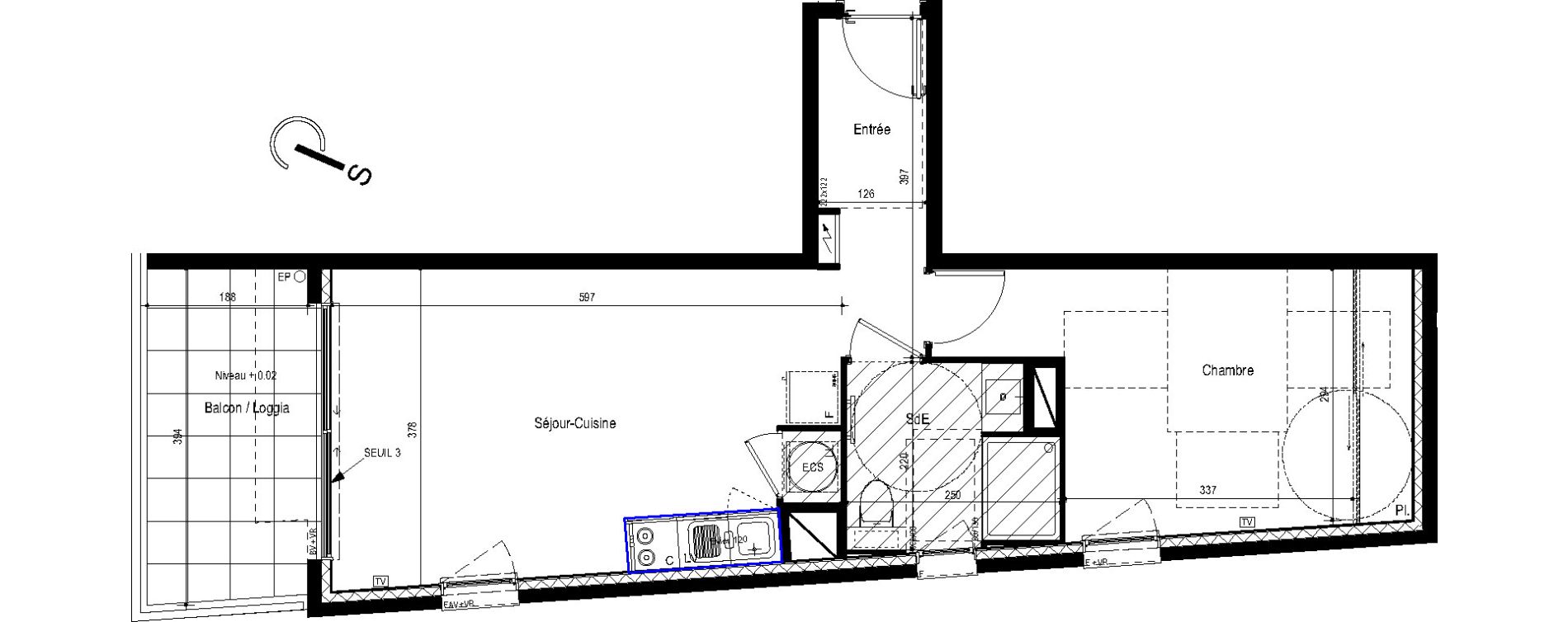 Appartement T2 de 44,50 m2 &agrave; Mauguio Centre