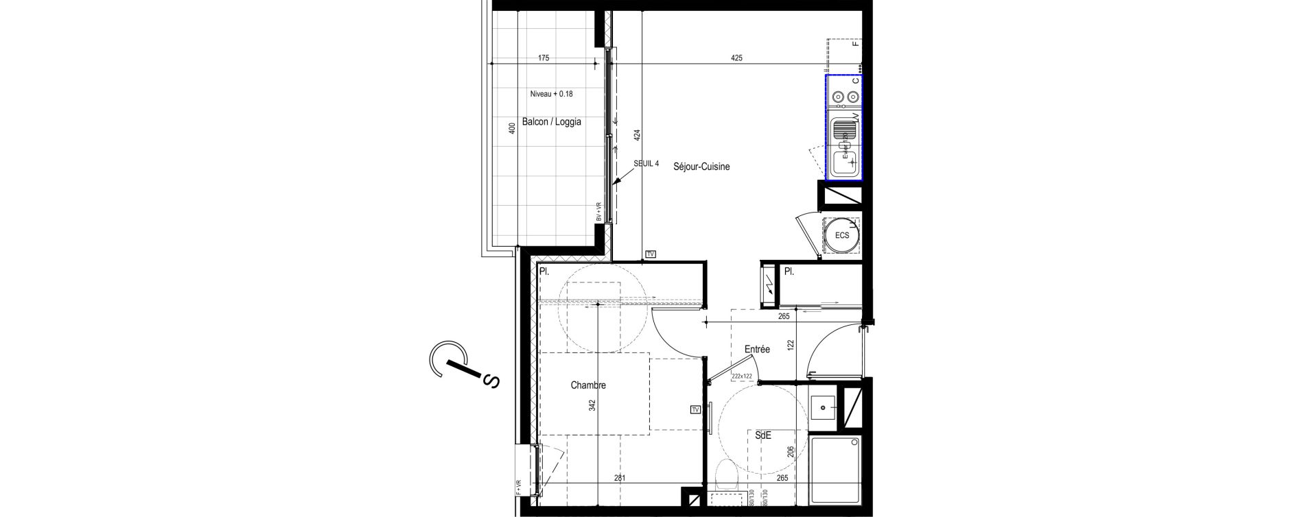 Appartement T2 de 38,20 m2 &agrave; Mauguio Centre