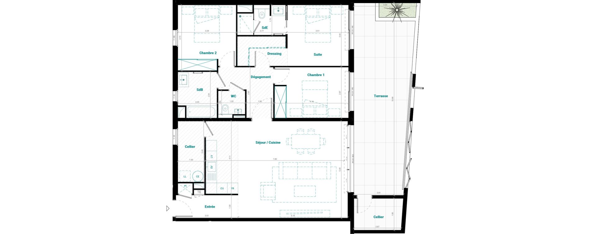 Appartement T4 de 109,92 m2 &agrave; Mauguio Centre