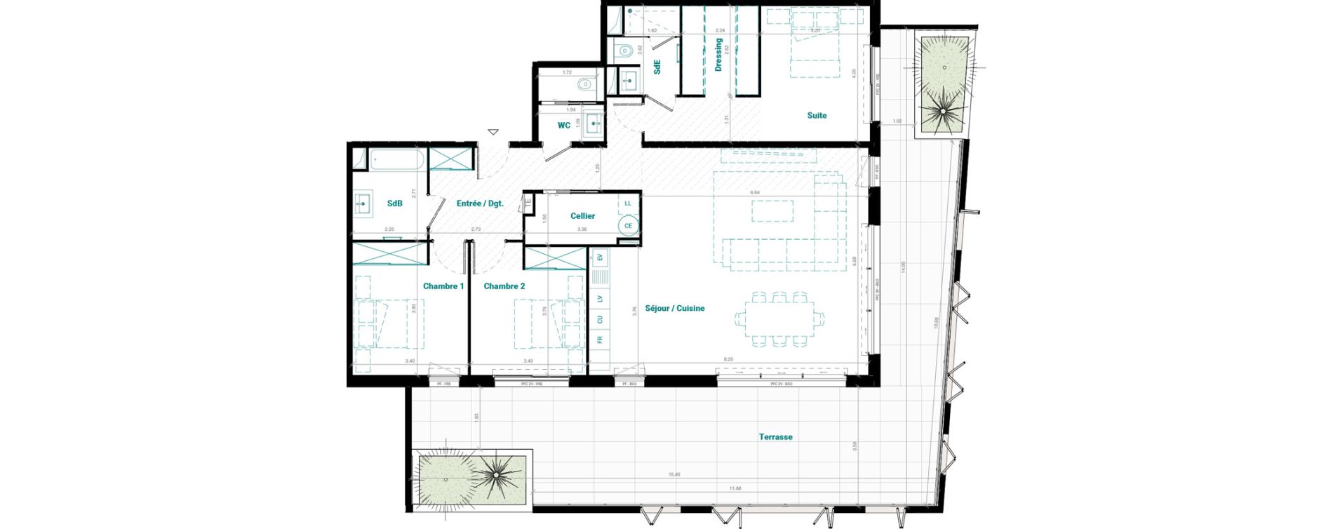 Appartement T4 de 132,00 m2 &agrave; Mauguio Centre