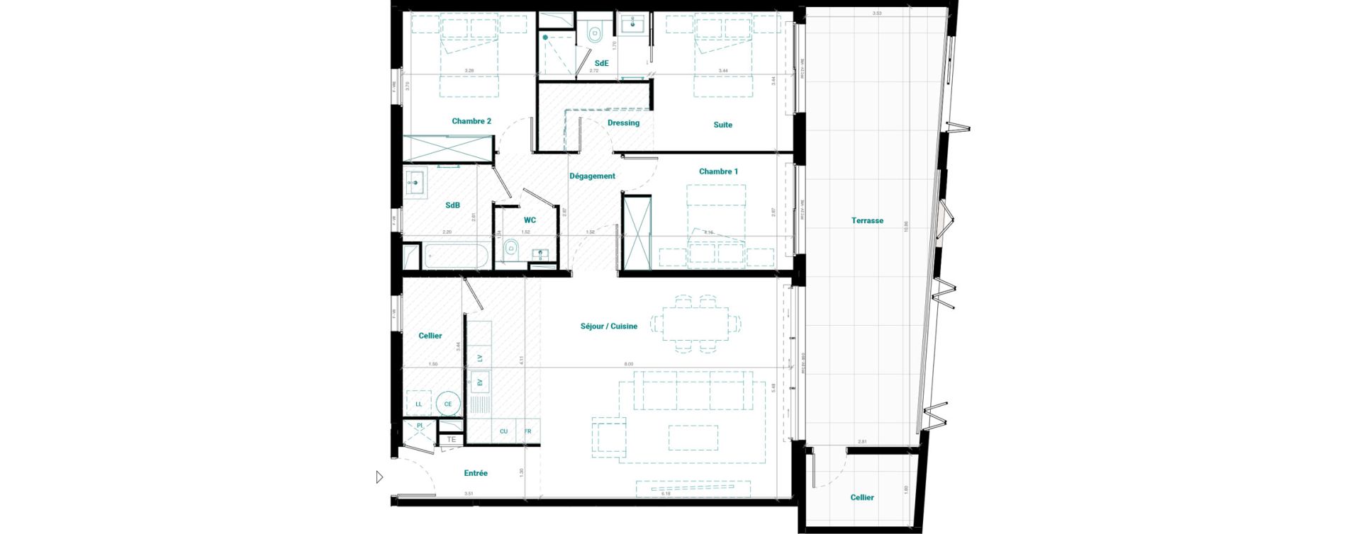 Appartement T4 de 109,92 m2 &agrave; Mauguio Centre