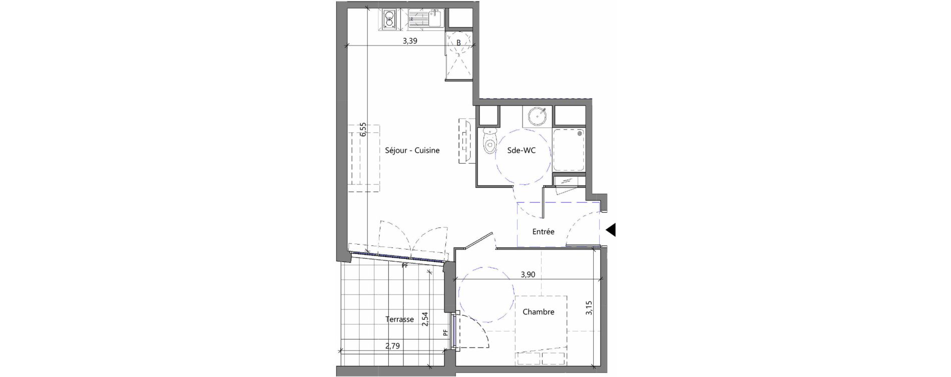 Appartement T2 de 45,00 m2 &agrave; M&egrave;ze Centre