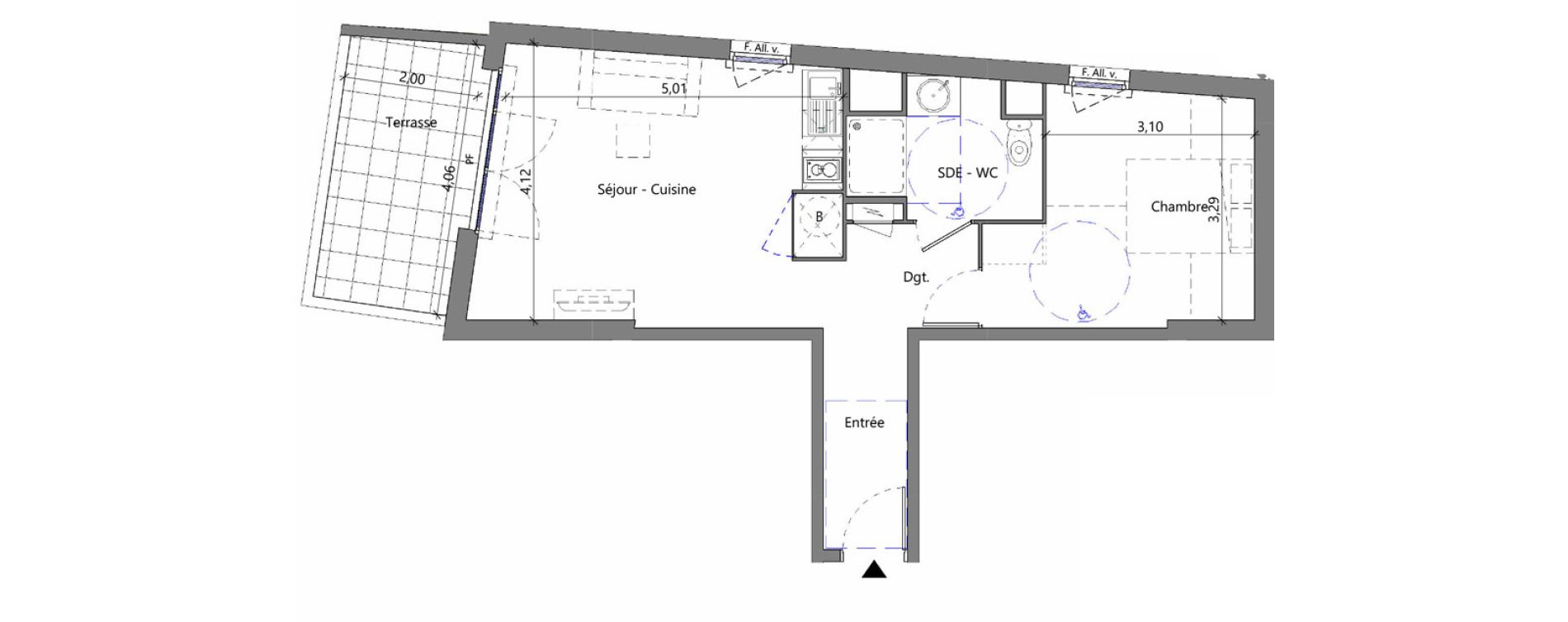 Appartement T2 de 45,80 m2 &agrave; M&egrave;ze Centre