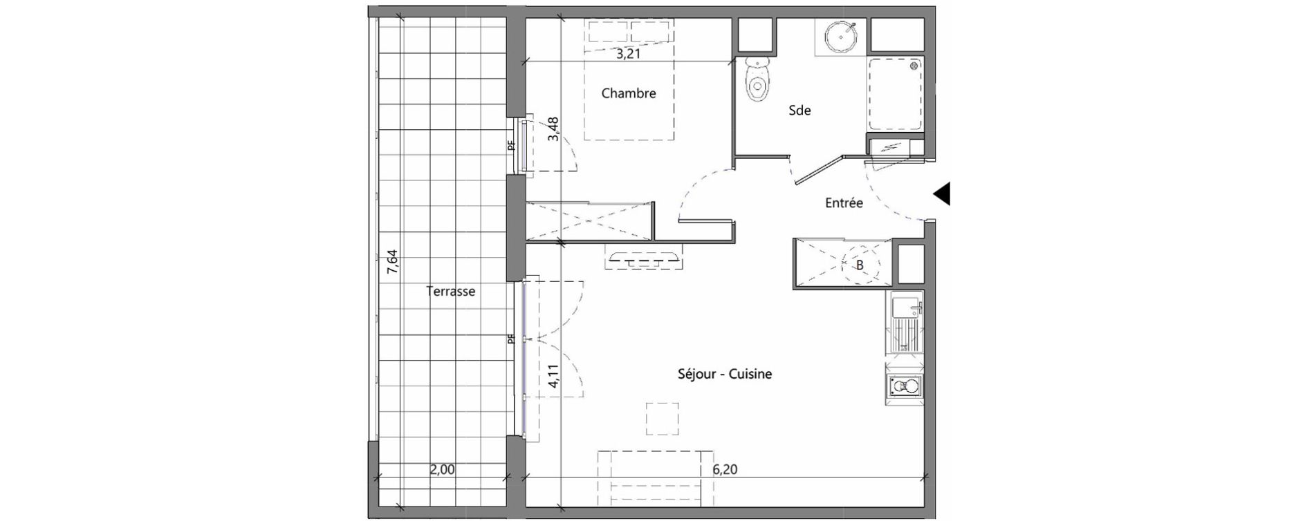 Appartement T2 de 45,10 m2 &agrave; M&egrave;ze Centre
