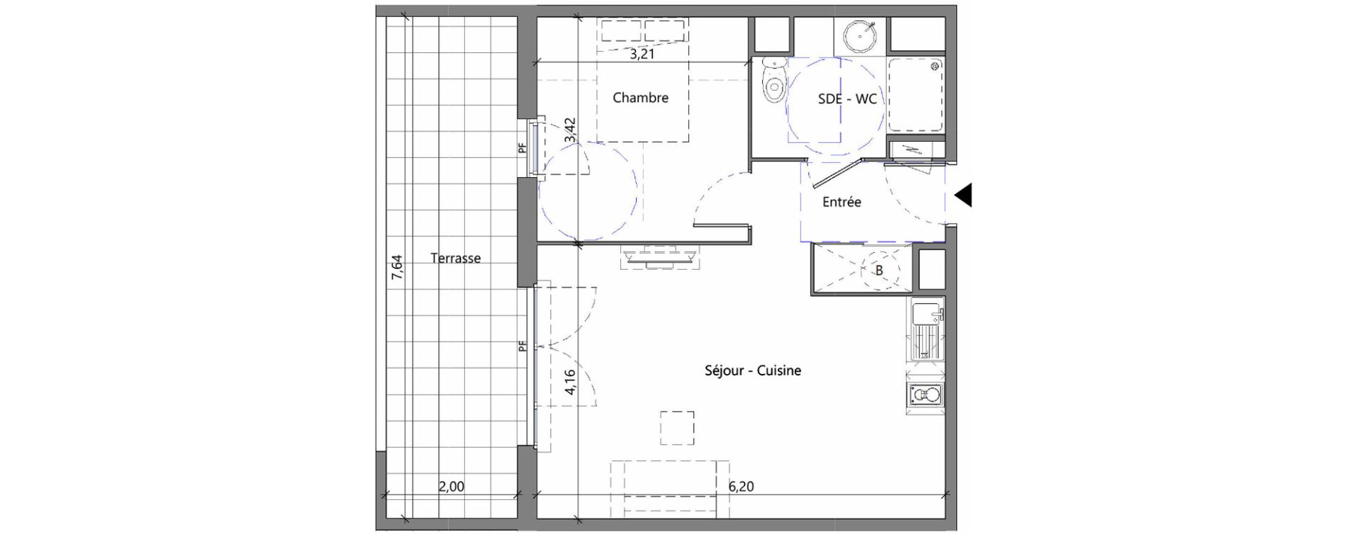 Appartement T2 de 45,15 m2 &agrave; M&egrave;ze Centre