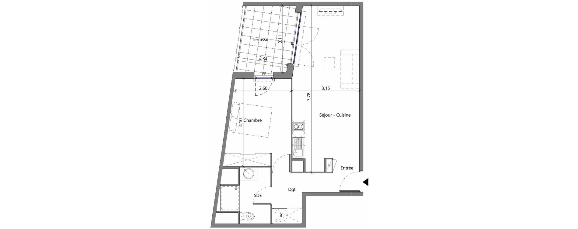 Appartement T2 de 46,00 m2 &agrave; M&egrave;ze Centre