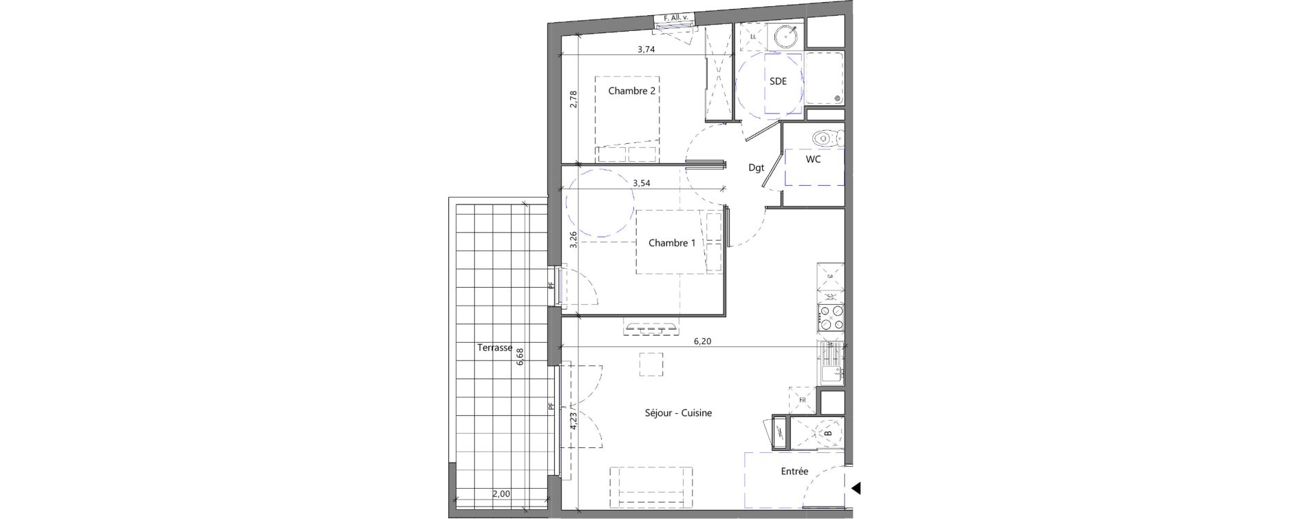Appartement T3 de 63,00 m2 &agrave; M&egrave;ze Centre