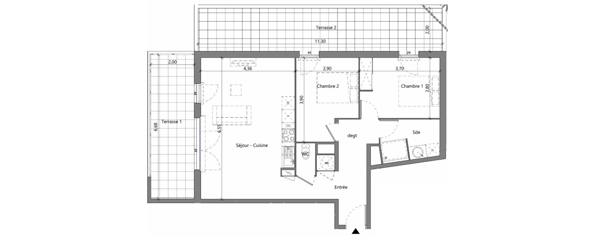 Appartement T3 de 65,20 m2 &agrave; M&egrave;ze Centre