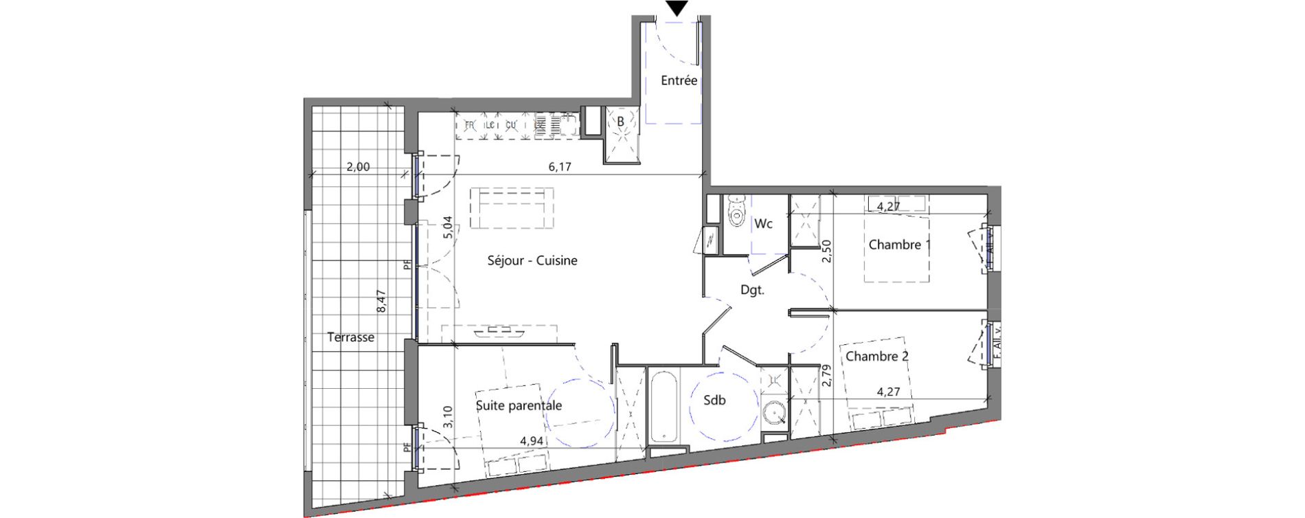 Appartement T4 de 80,15 m2 &agrave; M&egrave;ze Centre