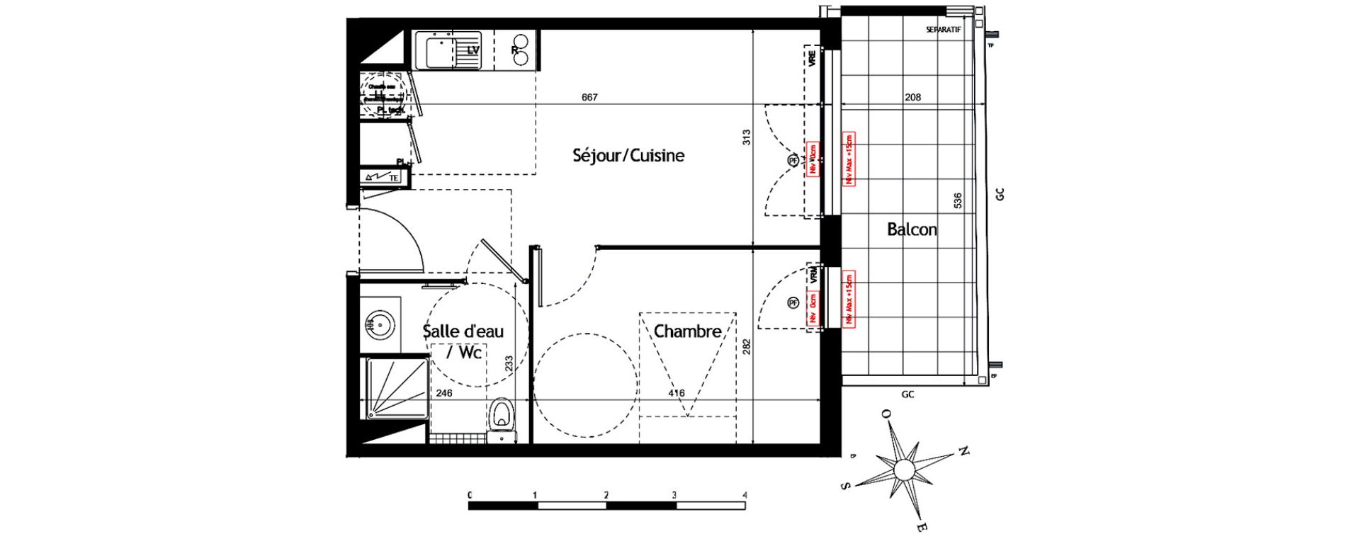 Appartement T2 de 38,40 m2 &agrave; M&egrave;ze Centre