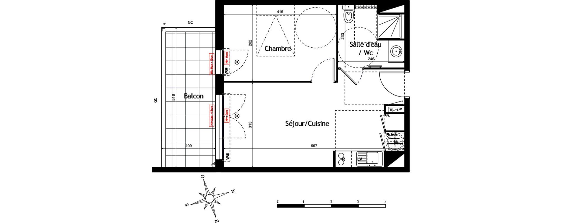 Appartement T2 de 38,40 m2 &agrave; M&egrave;ze Centre