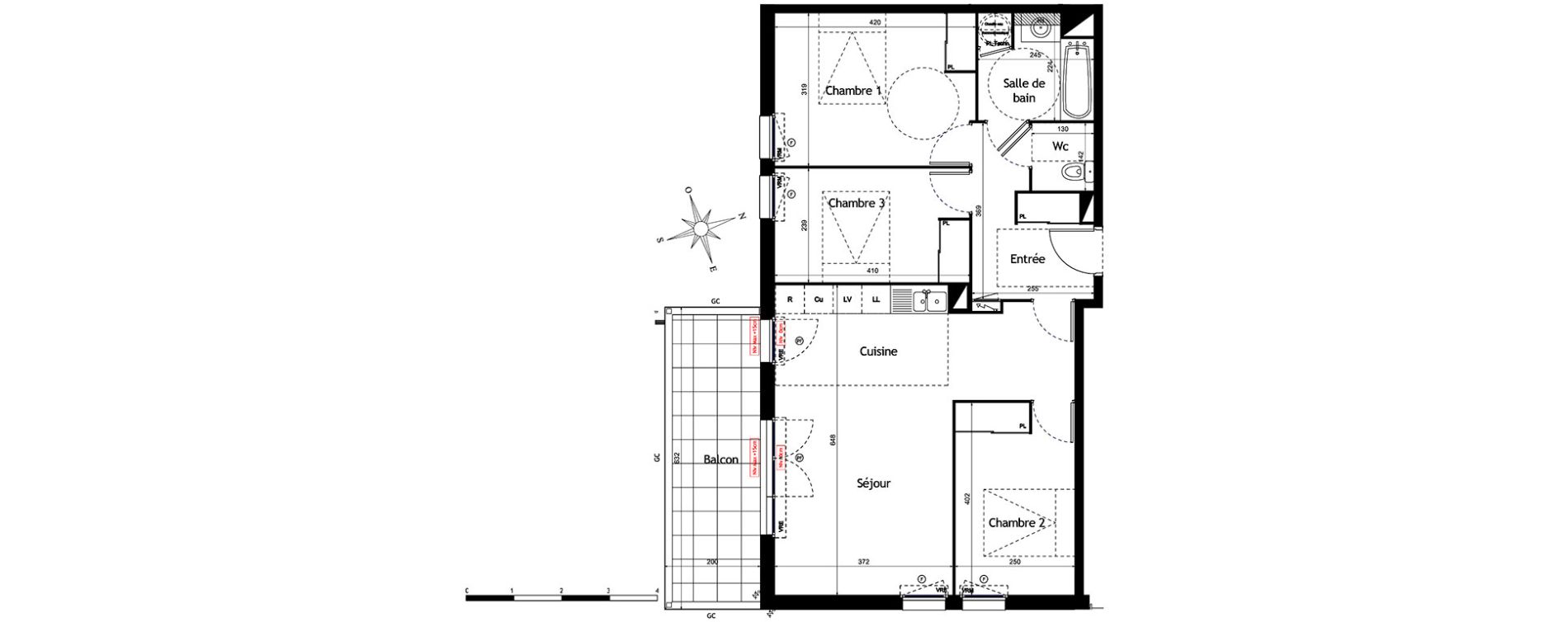 Appartement T4 de 76,00 m2 &agrave; M&egrave;ze Centre