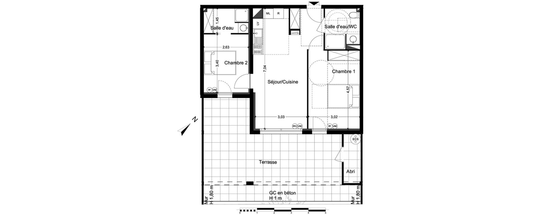 Appartement T3 de 54,80 m2 &agrave; M&egrave;ze Centre