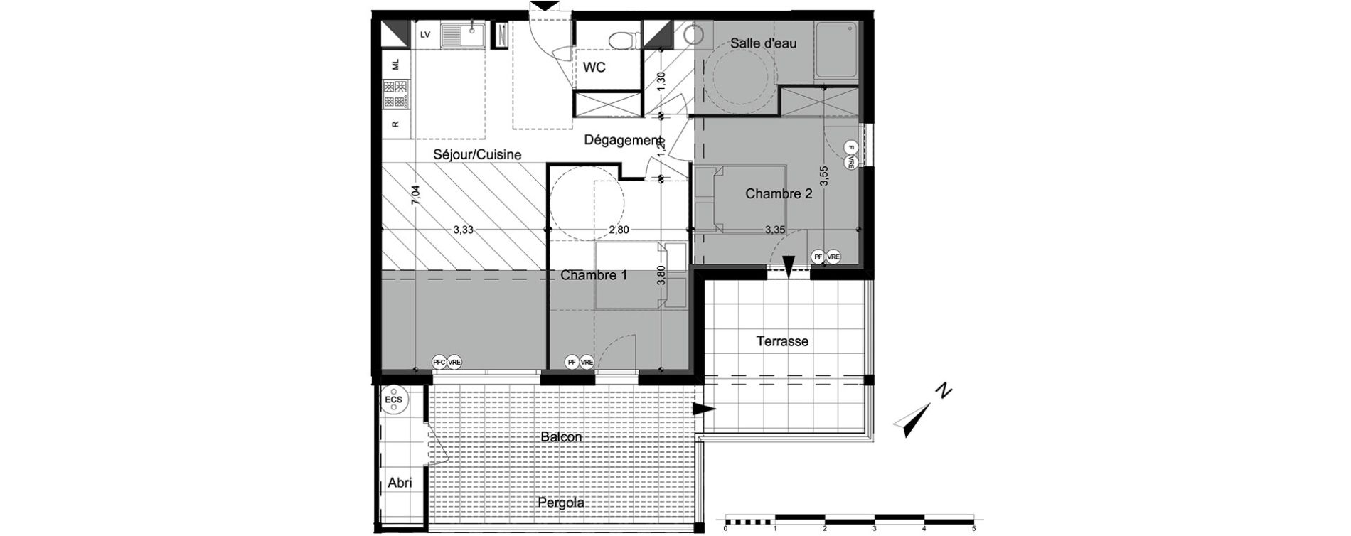 Appartement T3 de 58,11 m2 &agrave; M&egrave;ze Centre