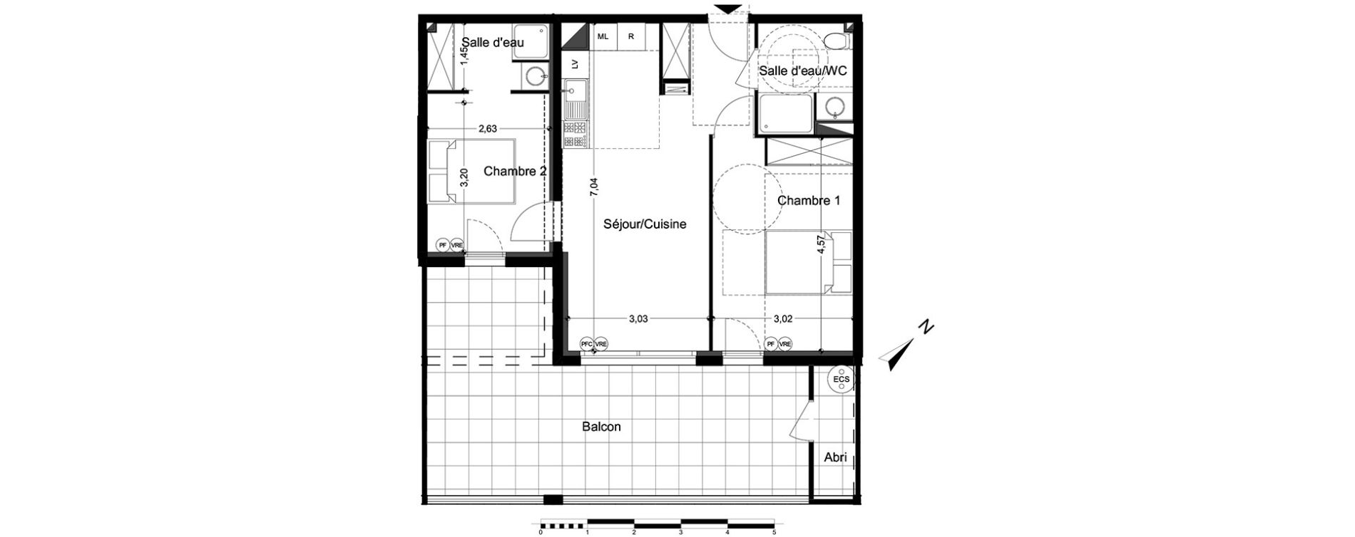Appartement T3 de 54,80 m2 &agrave; M&egrave;ze Centre